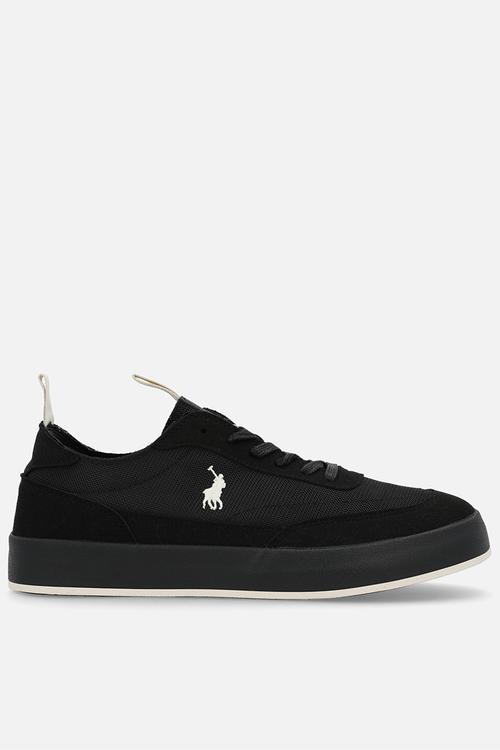 Textured court sneaker - black