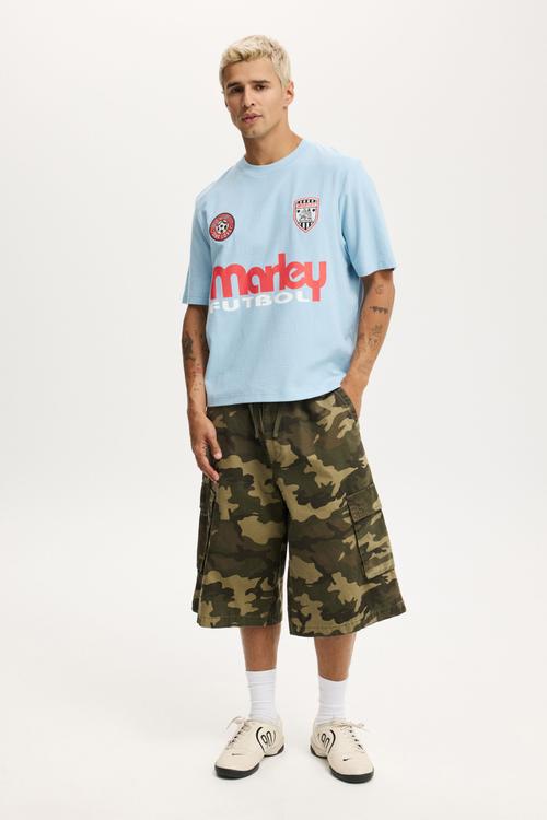 Cropped Fit Music T-shirt - Lcn Bra Pearl Blue/Bob Marley - Futbol