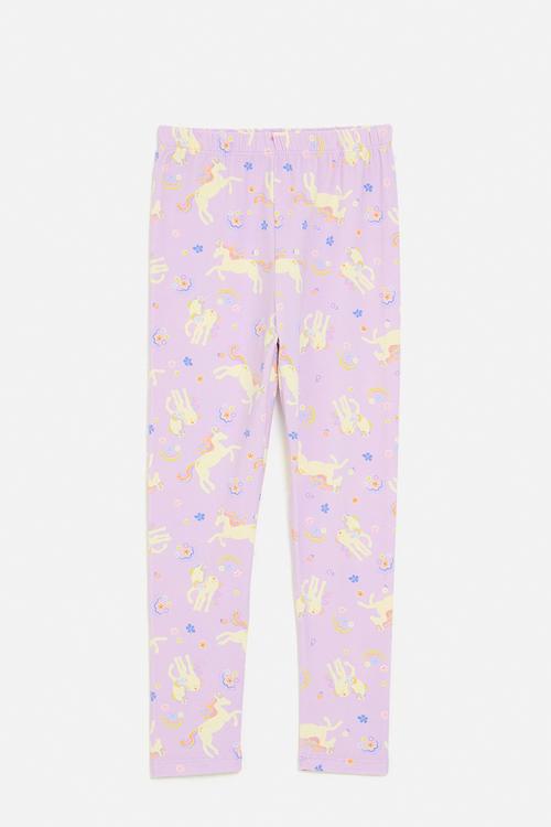 Unicorn and floral  all-over-print leggings - lilac