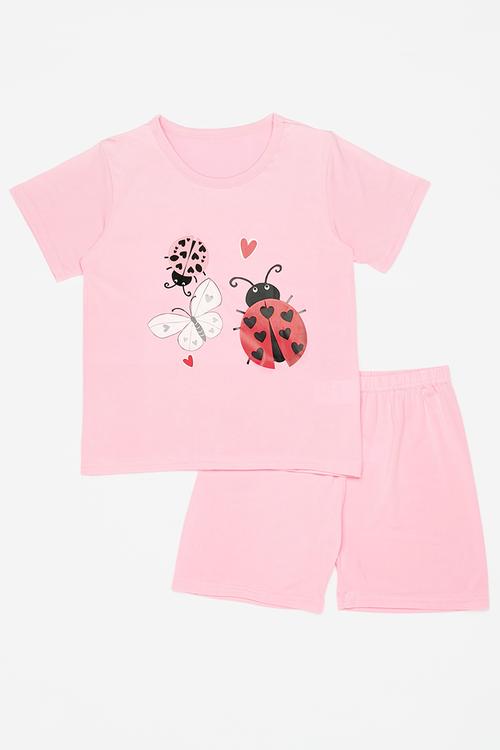 Tee & shorts pj set - pink/ladybug