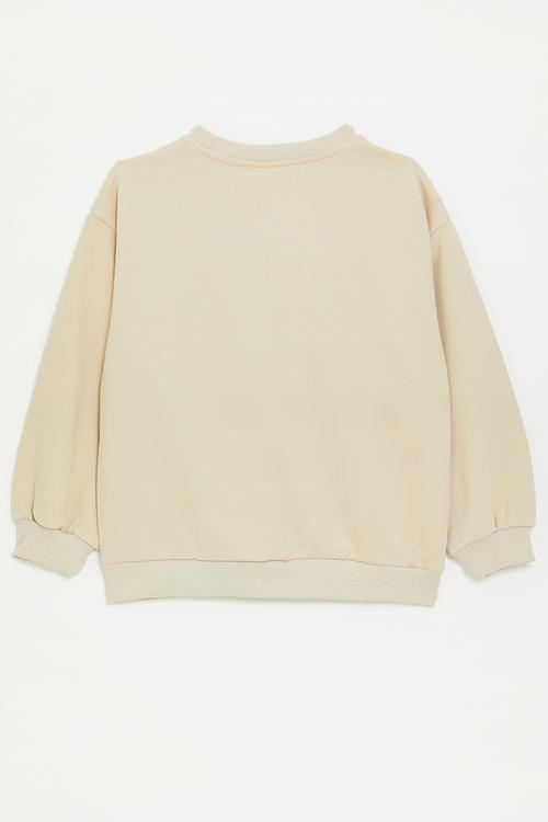 Sweat top with patch pocket - beige