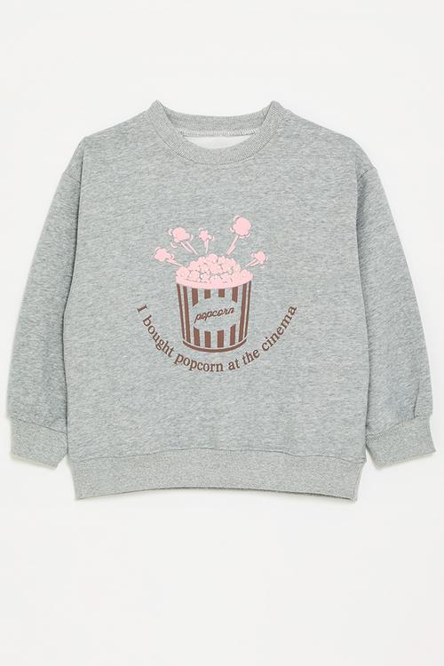 Popcorn placement and slogan sweatshirt - grey