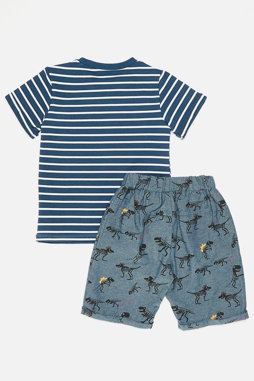 Striped tee & short set - blue