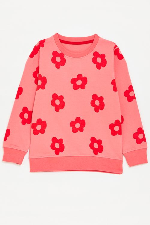 Printed sweatshirt - pink/flowers