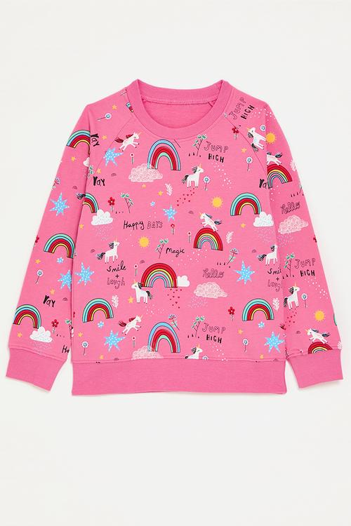 Printed sweatshirt - dark pink/rainbows