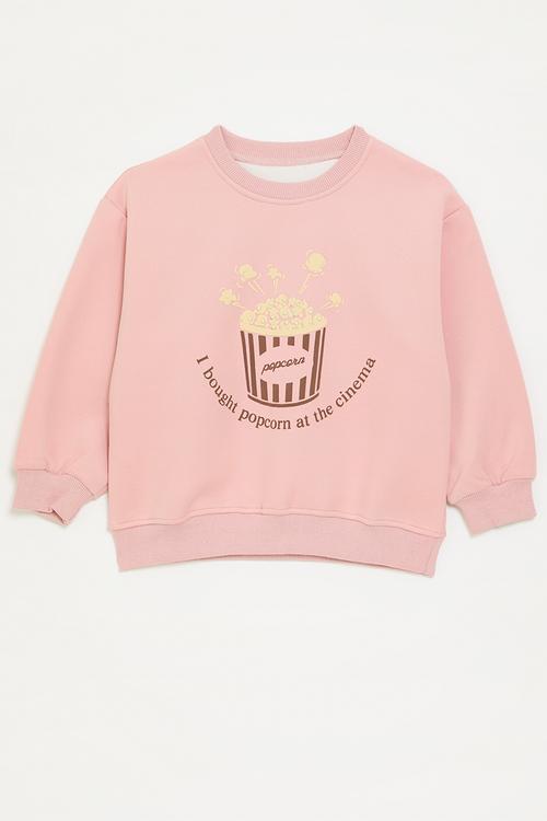  Popcorn placement and slogan sweatshirt - pink
