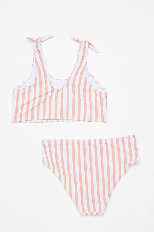 Stripe 2 Piece bikini set - pink/white