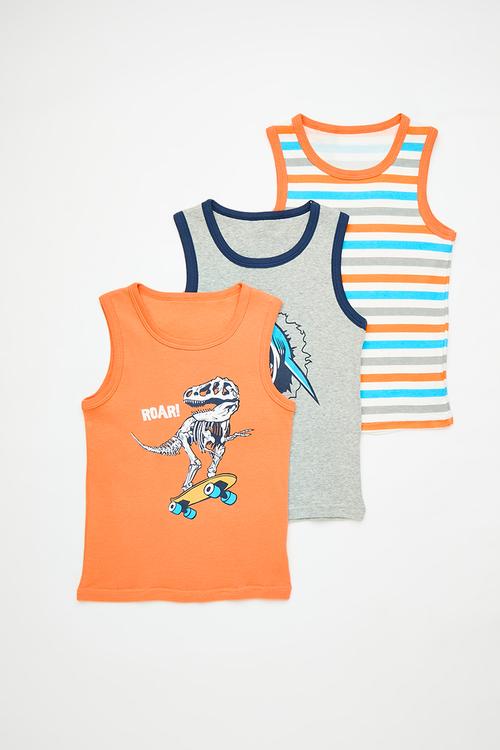 3 pack vests - multi/shark/scooter dino