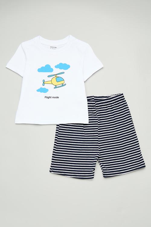 Pj set - white/stripe