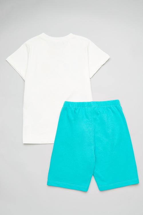 Tee & short set-blue & white
