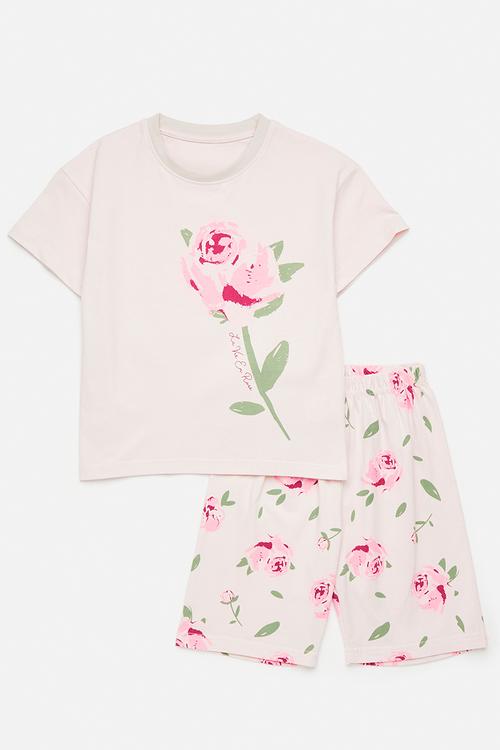 Floral tee & short set - pink