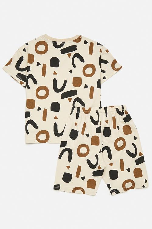 Printed tee & short set - brown
