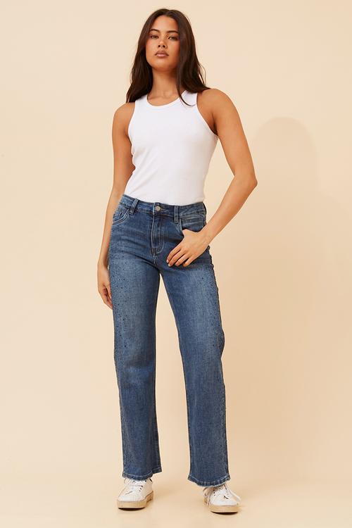 High Waisted Relaxed Bootcut Jean - Dark Denim