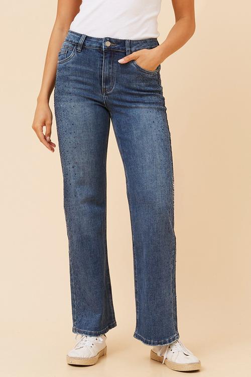 High Waisted Relaxed Bootcut Jean - Dark Denim