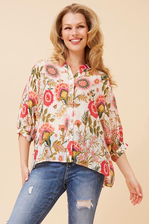 Half Sleeve Easy Wearing Batwing Blouse - Multi Pink