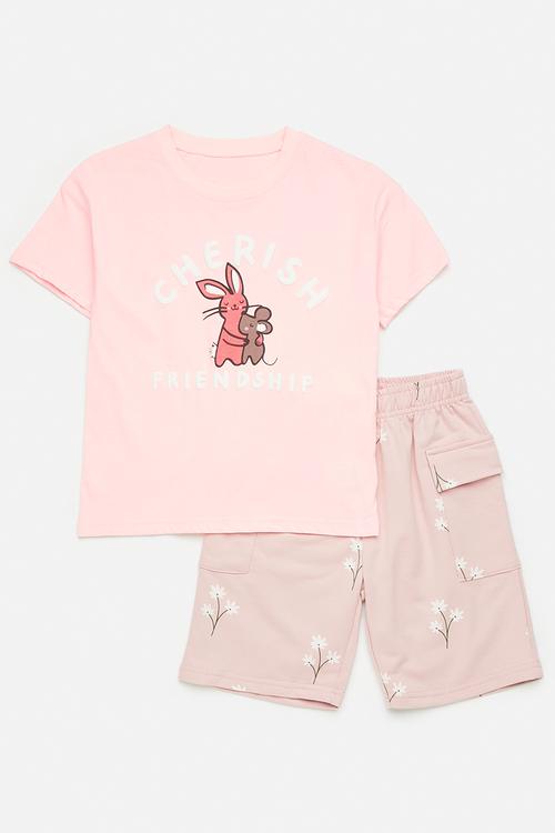 Tee & short set - pink