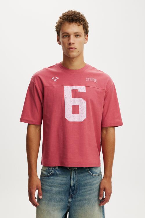 Cropped Fit Graphic T-shirt - Soft Red/Los Angeles Panel