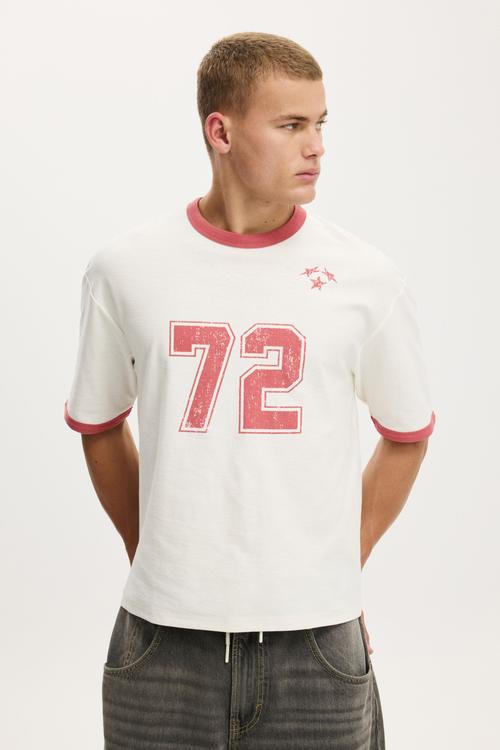 Cropped Fit Graphic T-shirt - Vintage White/72 Star