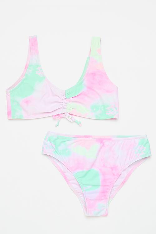 Tie dy 2 pice bikini set - pink/purple