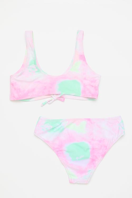 Tie dy 2 pice bikini set - pink/purple