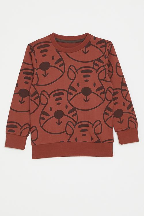 Printed sweatshirt - red brown/tiger