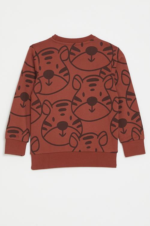 Printed sweatshirt - red brown/tiger