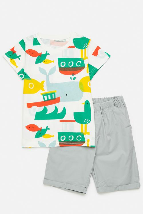 Sea life printed tee & shorts - multi
