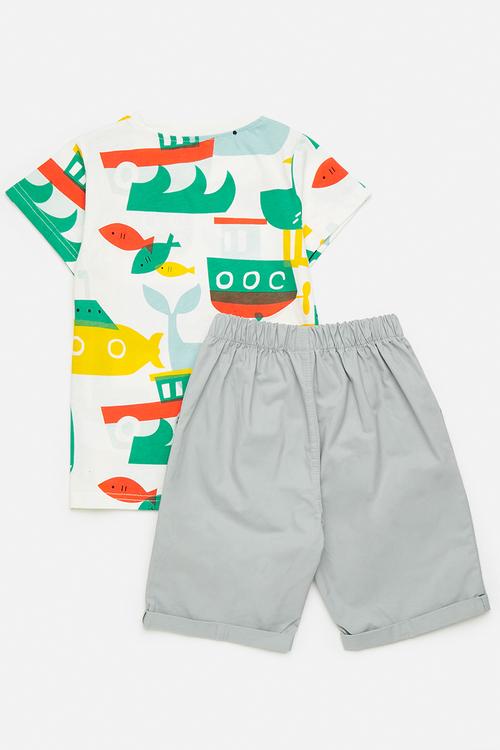 Sea life printed tee & shorts - multi