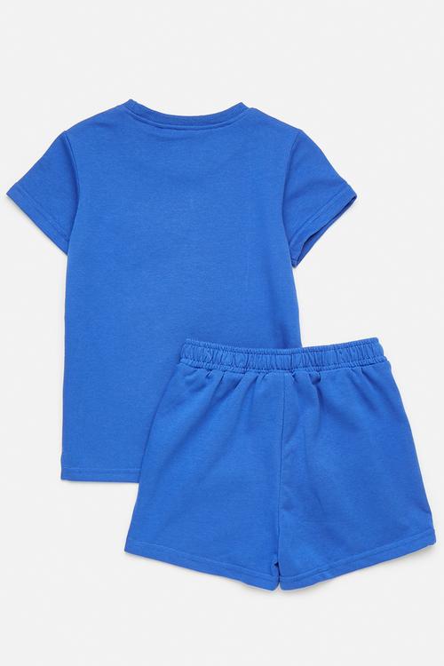 Embroidered heart tee & shorts - royal blue