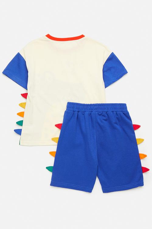 Tee & short set-blue& white
