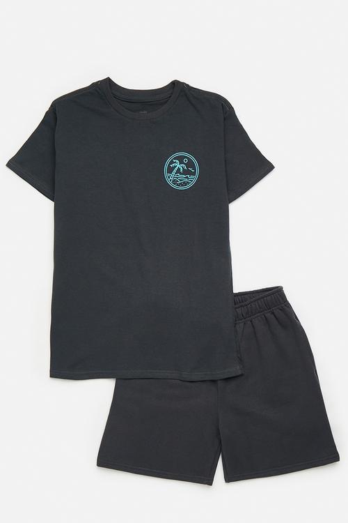 Tee & shorts set - charcoal