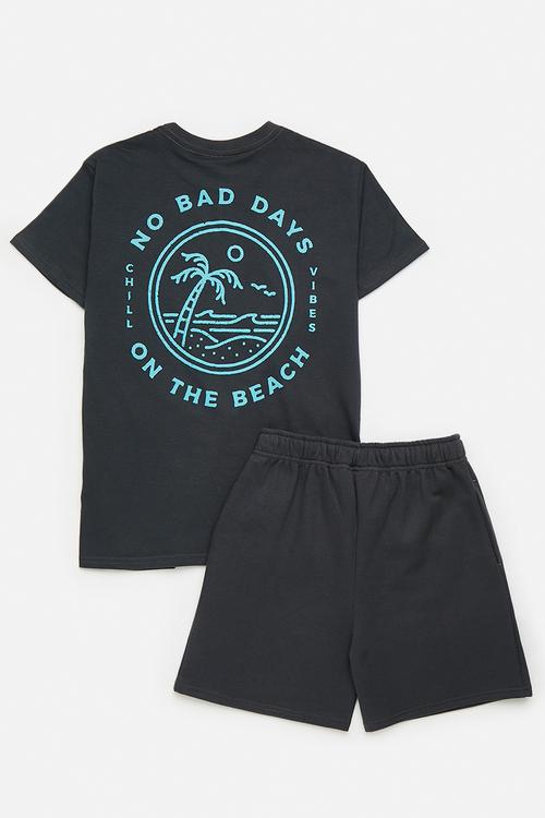 Tee & shorts set - charcoal