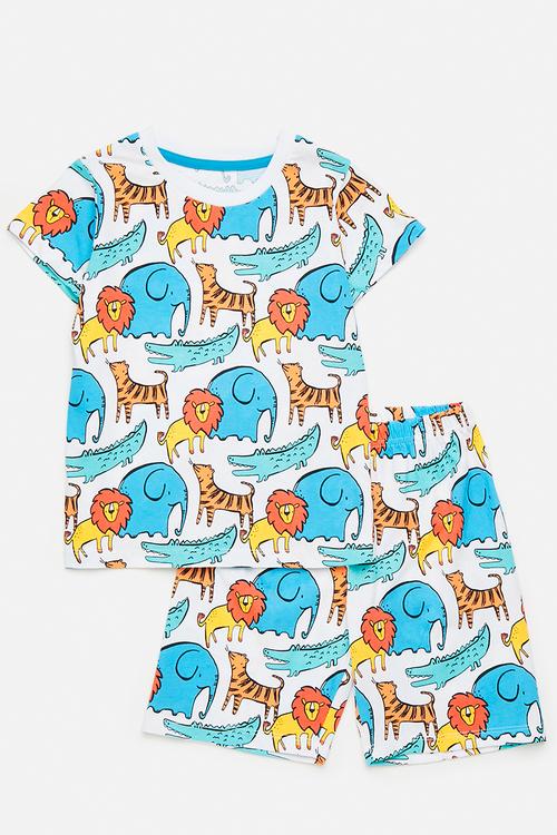 Safari animal printed tee with shorts - multi