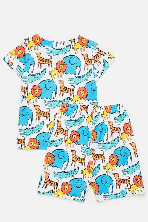 Safari animal printed tee with shorts - multi