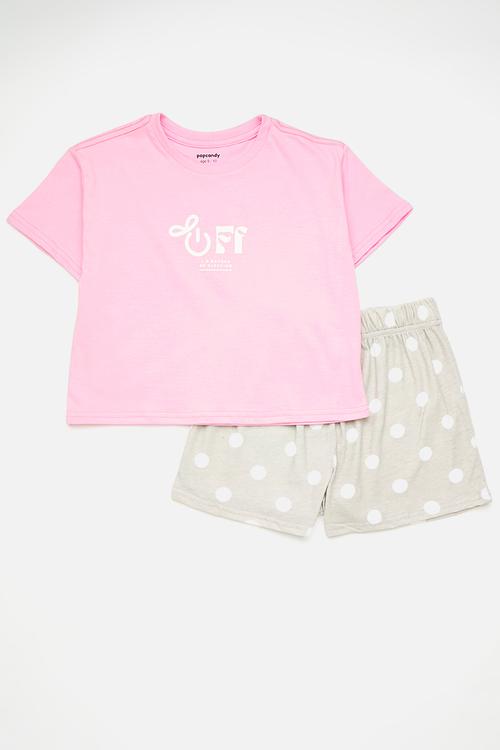 Pj set - pink/aop