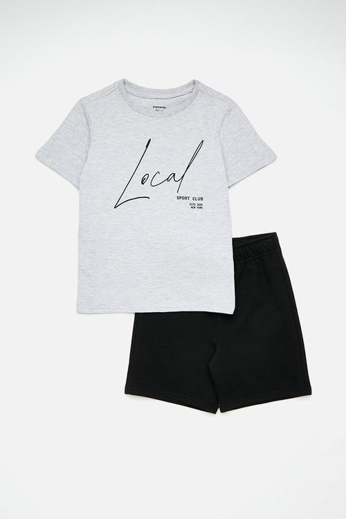 Tee & shorts set - grey/black