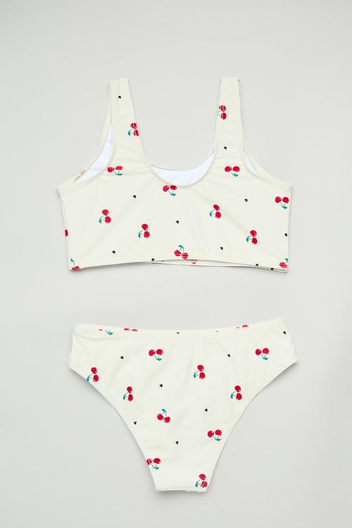 Cherry print bikini set - white/red