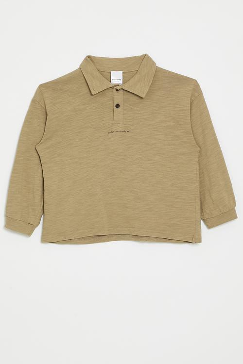 Henley-style melange sweater - brown/under the capacity of