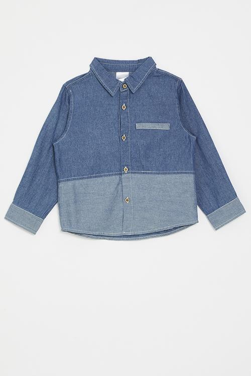 Two-tone denim shirt - blue