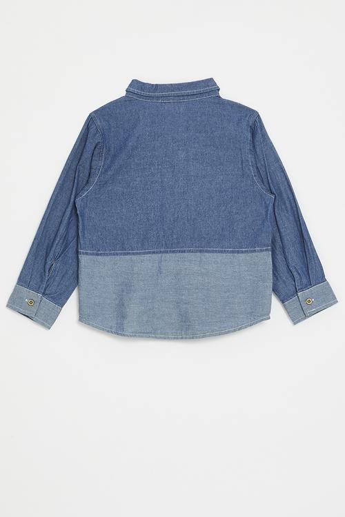 Two-tone denim shirt - blue