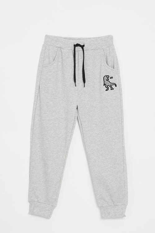 Embroidered graphic joggers - grey