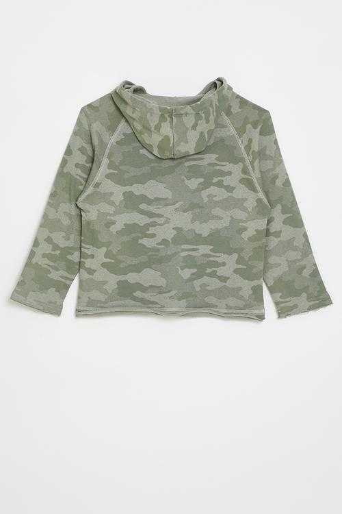 Hooded long sleeve tee - green camo