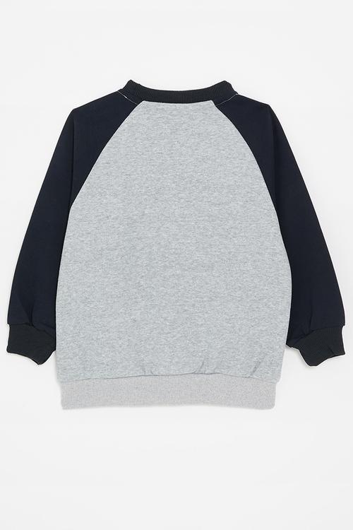 Raglan sleeve tee - navy blue/grey