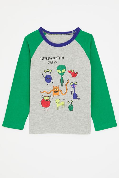 Extraterrestial beings graphic t-shirt - grey/green