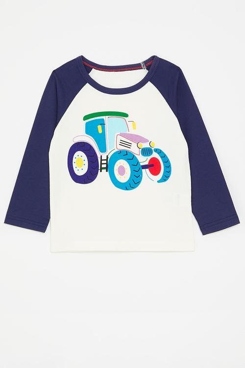 Tractor placement print t-shirt - white/navy