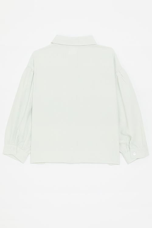 Lift-away yoke shirt with embroidered daisies - pastel tea green 
