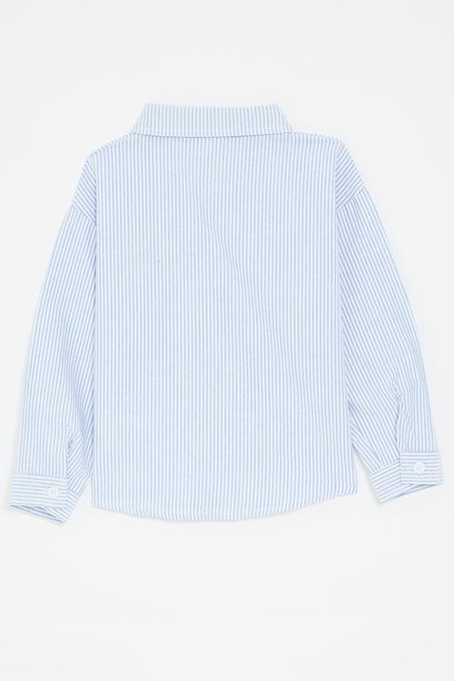 Basic shirt with embroidered bear - pastel blue stripe