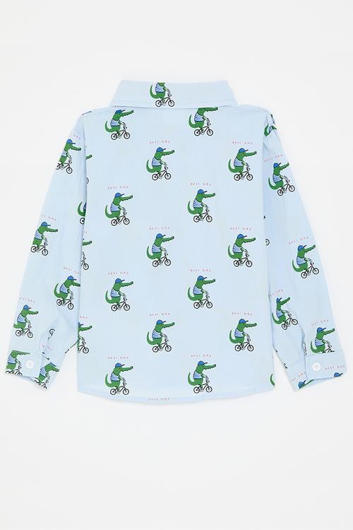 Biker croc all-over-print shirt - light blue