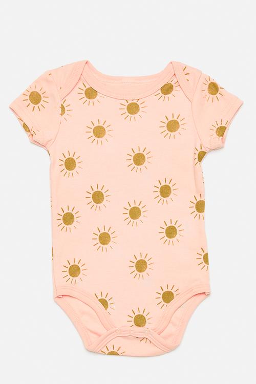 Sun aop short sleeve bodysuit - pink