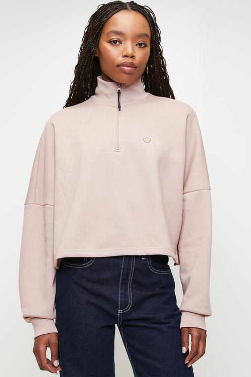 Ess Half Zip Fleece Top W F25 - Natural